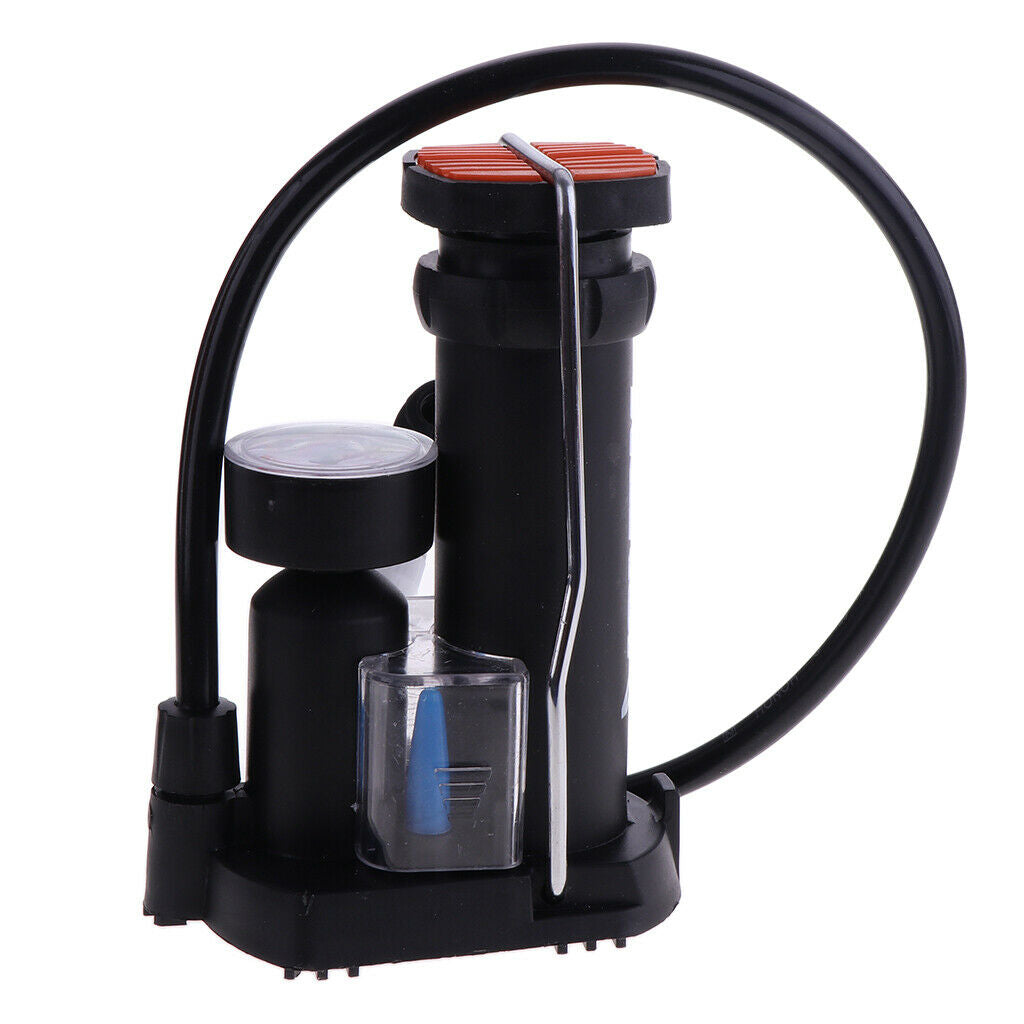 Air Pumper Foot Activated Floor Pump With Gauge Mini Portable Bike Bicycle