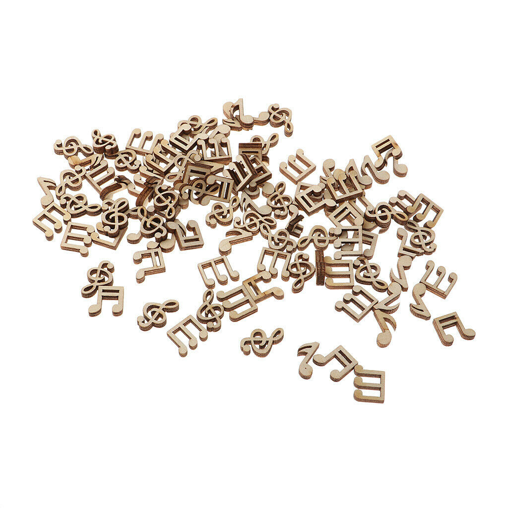 100 Pieces Cutouts Handmade Chips Embellishments Music Note for Decor New