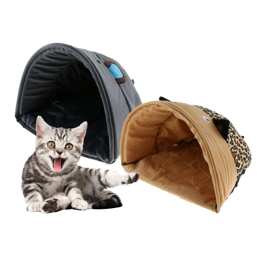 Cartoon Animal Shape Pet Cat Kitten Warm Soft House Nest Bed Gray