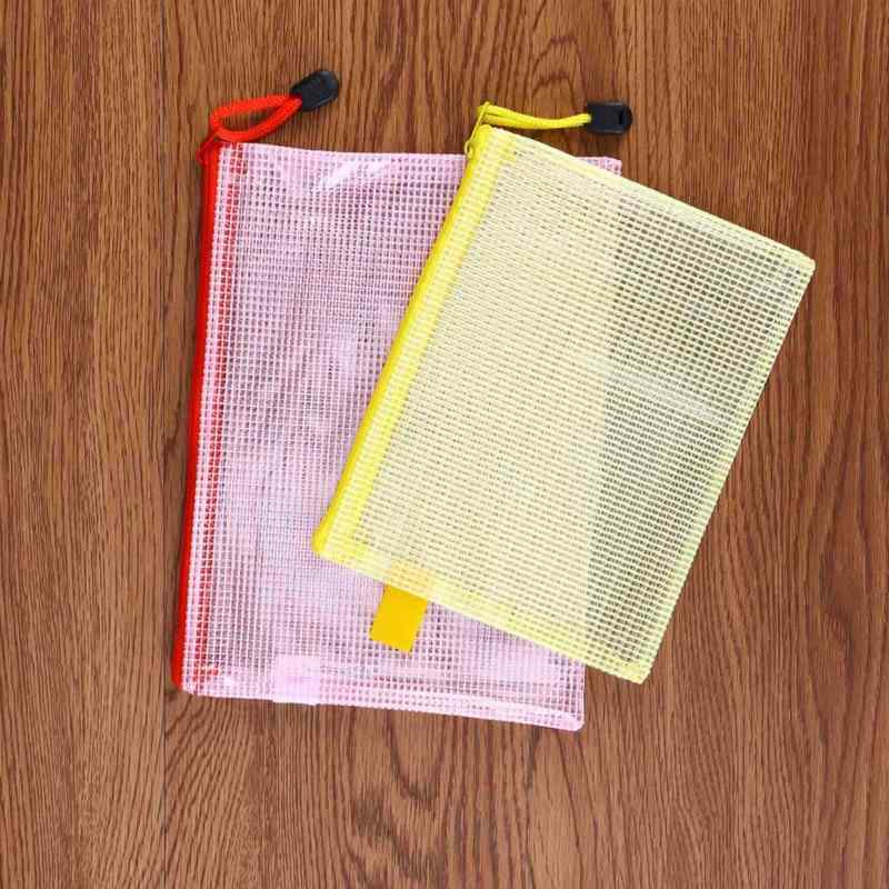 5 Pieces Zipper File Pouch Grid Document Bag Multipurpose Storage Pouch Ba