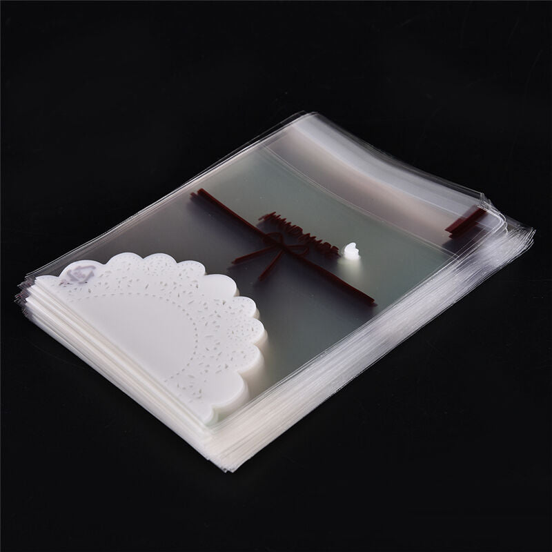 100x Clear LolliChocolate Cookies Favor Candy Cello Bag Cellophane 10*1&lJCABDA