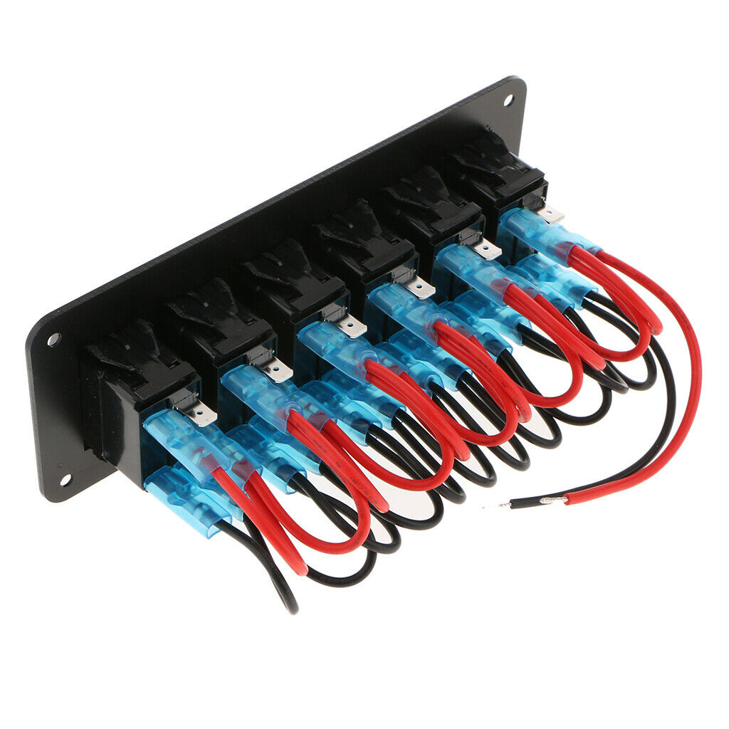 6 Gang Switch Panel 12V/24V Interior Controls Car Boat Marine Rocker Breaker
