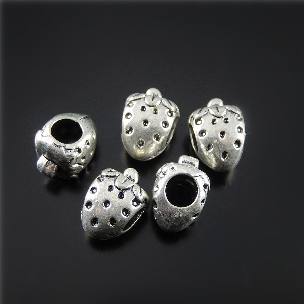 40pcs Mini Alloy Strawberry Loose Spacer Bead for Necklace Bracelet DIY 12*9*8mm
