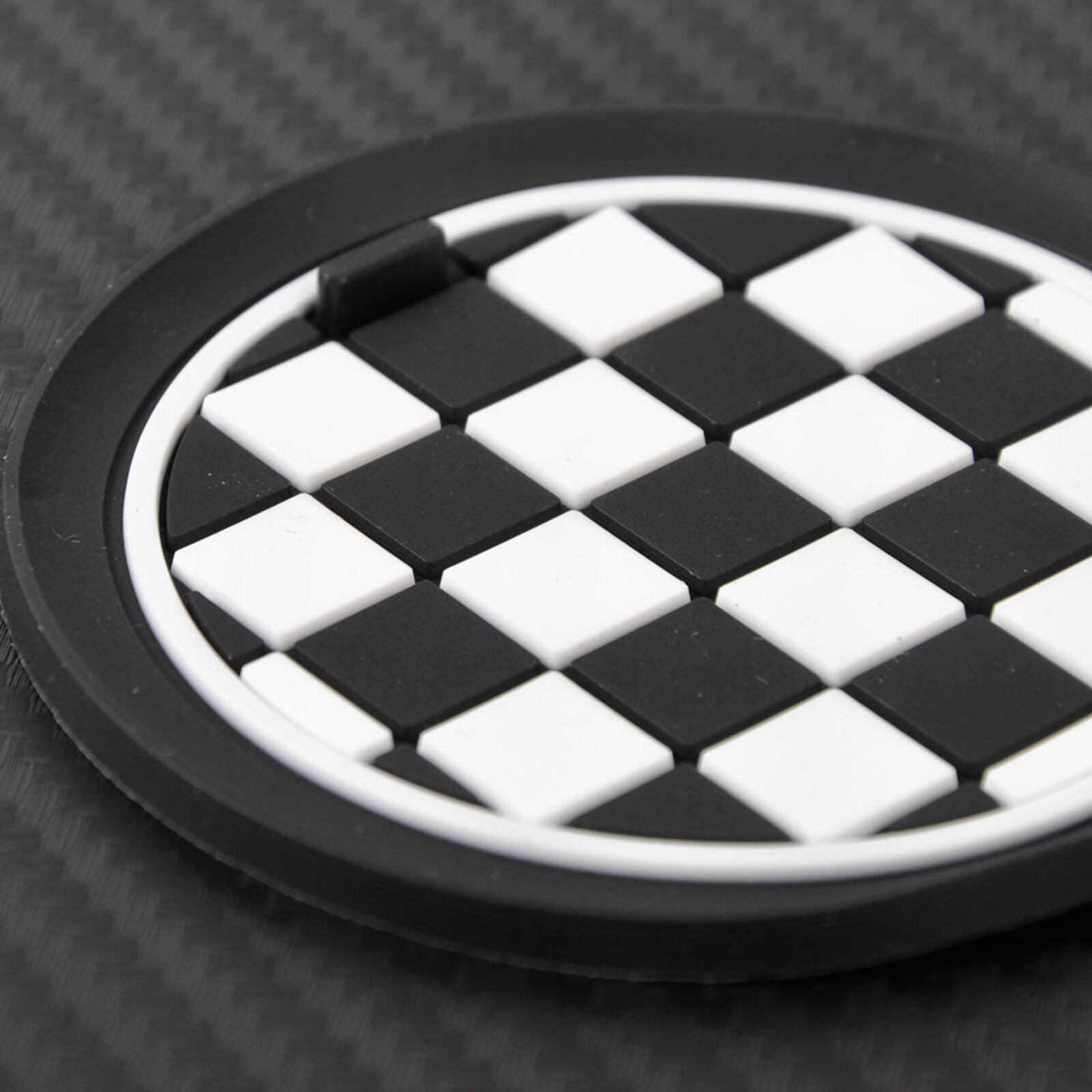 3Pcs Checkered Black CAR Cup Mat Cup Coaster Fit Mini Cooper JCW R55 R56 R57 R58