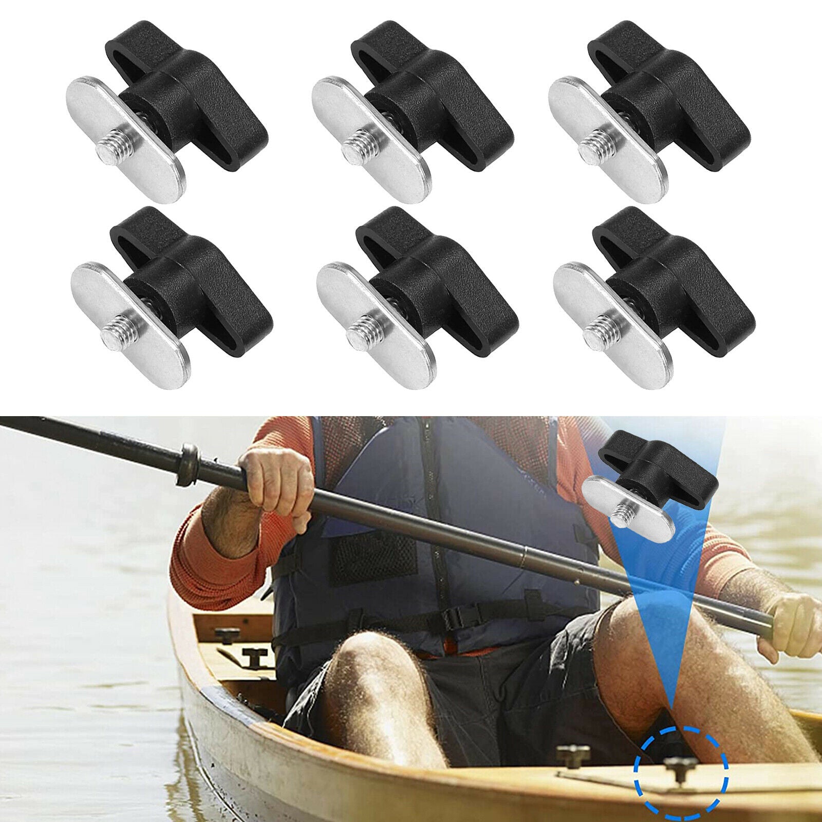 6Pcs Kayak Screw Nuts Fishing Boat Accessories for Kayak Track Rail Canoe
