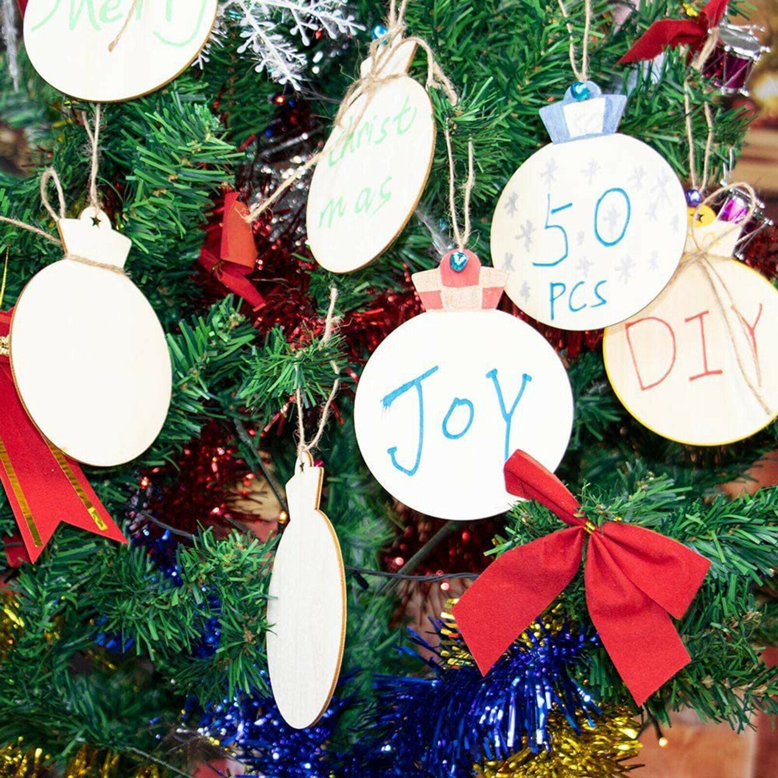 10x Min Wooden Shapes Unfnished Baubles Wood Pieces Scrapbooking for Crafts