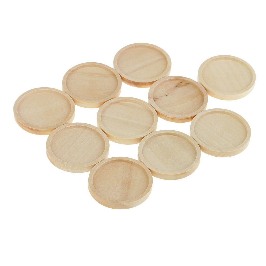 10 Pcs 30 mm Round Cabochon Base Wood Frame Pendants for DIY Jewelry Making