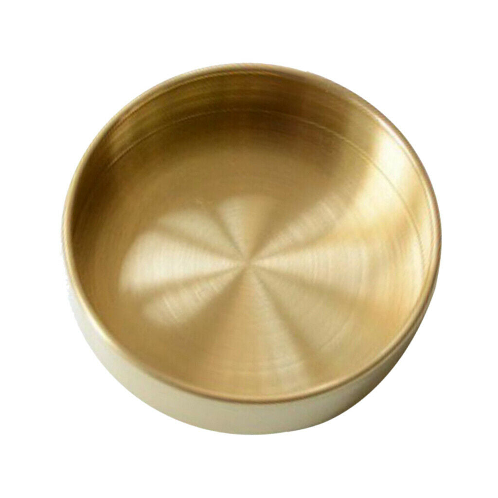 2 Pieces Retro Round Brass Tray Tableware Home Office Desk Storage 14cm