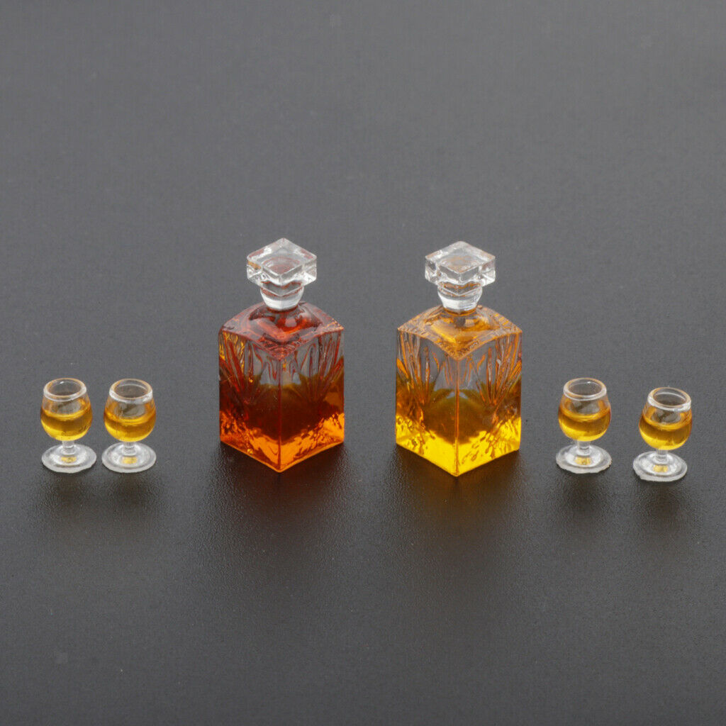 1/12 Scale Pub Cabinet Chair Stool Liquor Wine Bottle Drinking Cup Furniture