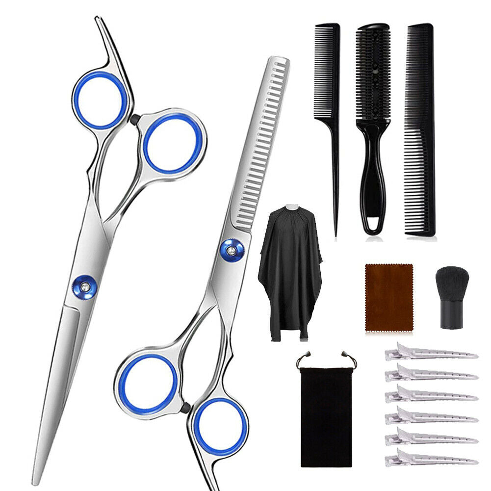 15PCS 6.7" Professional Hair  Scissors Thinning Barber Shears Set Kit