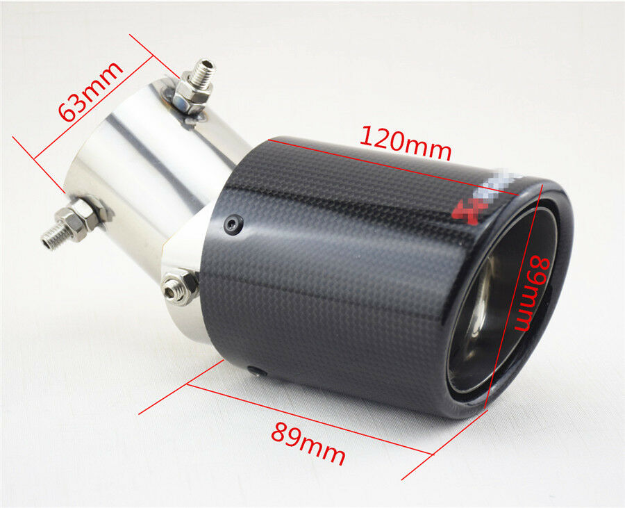 Glossy Carbon Fiber Car Modified Exhaust Pipe Tail Muffler Tip 63-89mm Universal