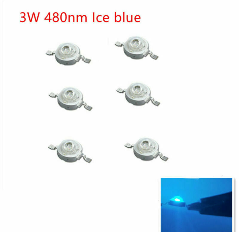 10pcs 3W High Power LED Lamp Ice blue 480nm 3.2-3.6v 700mA LED Light Emitting