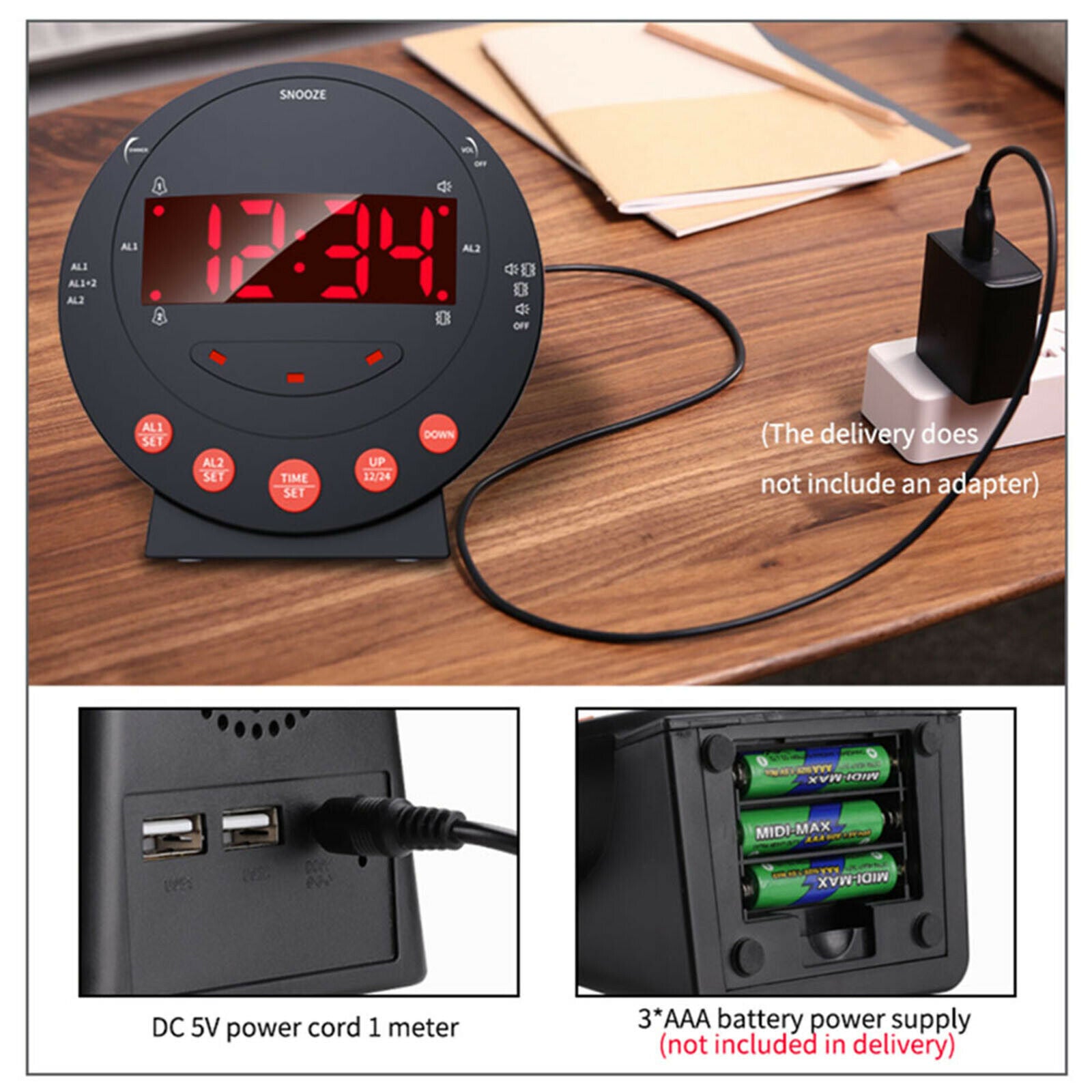Loud Digital Alarm Clock w/ Super Bed Shaker Vibrating for Heavy Sleepers Deaf @