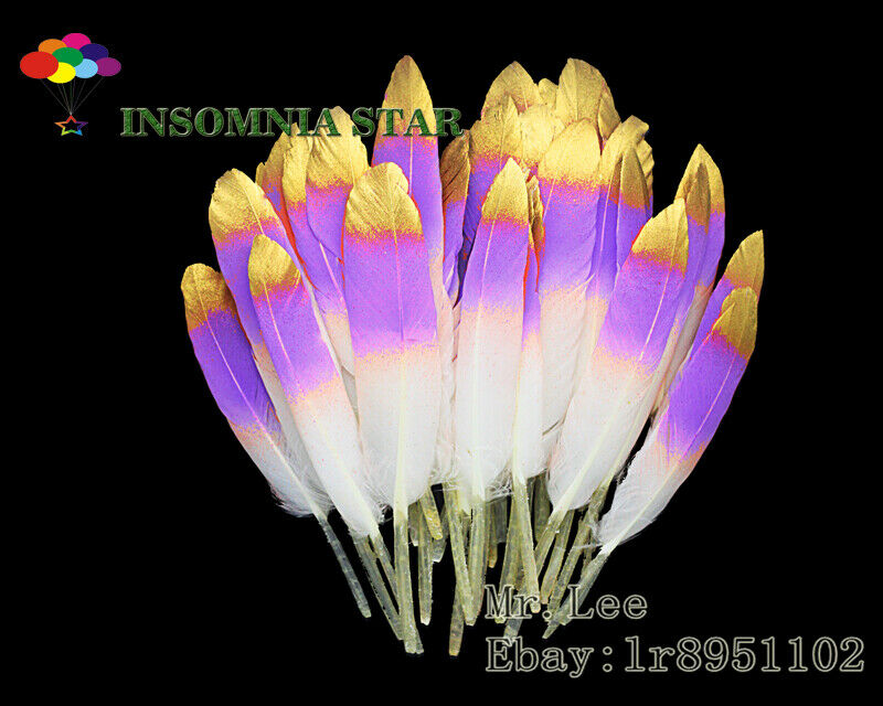 100pcs Beautiful Purple Colorful Natural Goose Feather 10-15cm/4-6 inches