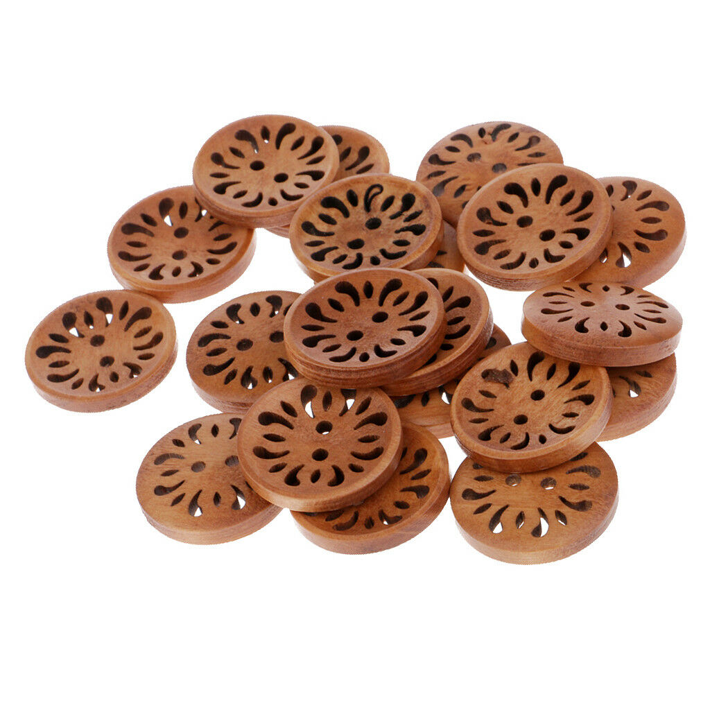 20pcs Wooden Flower Shaped Buttons 2 holes 23mm DIY Sewing Buttons Craft