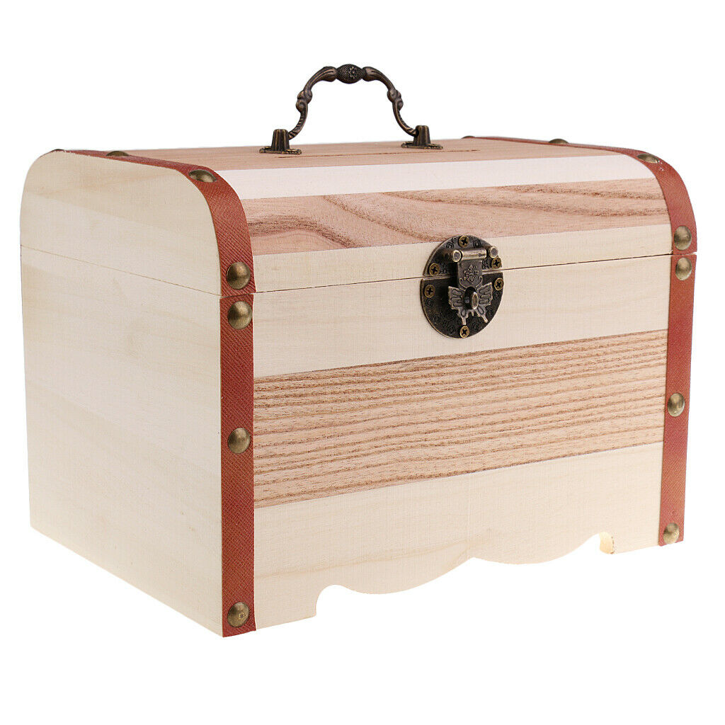 Wooden Safe Mony Box Piggy Bank for Children Birthday Christmas Gift Large