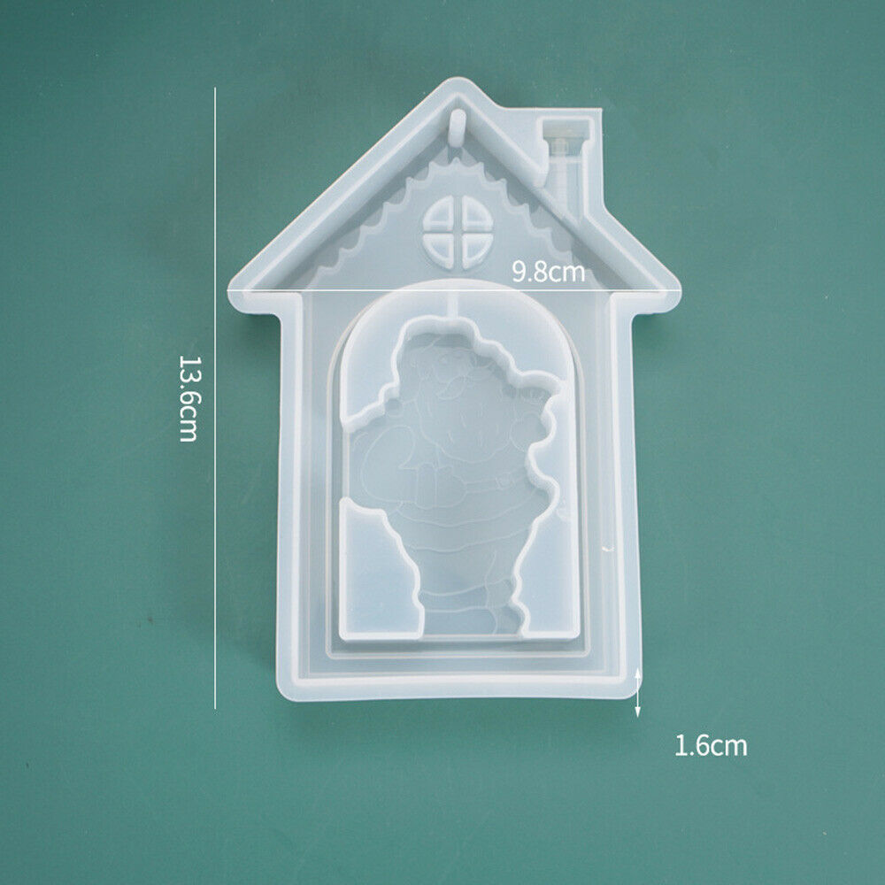 Christmas Santa Claus House Silicone Mould Hanging Pendant Sign DIY Epoxy Craft