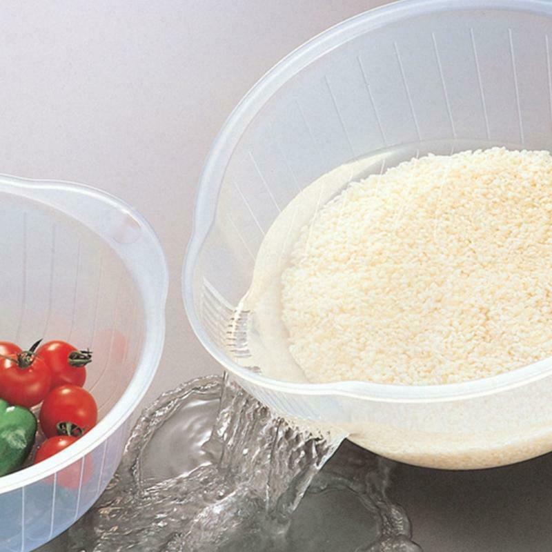 Rice Washing Bowl with Side and Bottom Drainers for Fruits and Vegetables Kitche