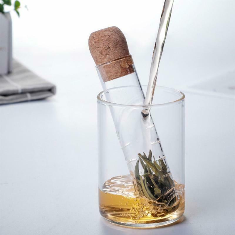 Cork Glass Bottle Transparent Tea Strainer Mini Empty Bottle Tea Infuser Tube B