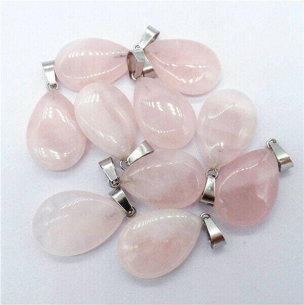 100Pcs 24x16x5mm Wholesale Natural Rose Quartz Teardrop Pendant Bead DIY HH8362
