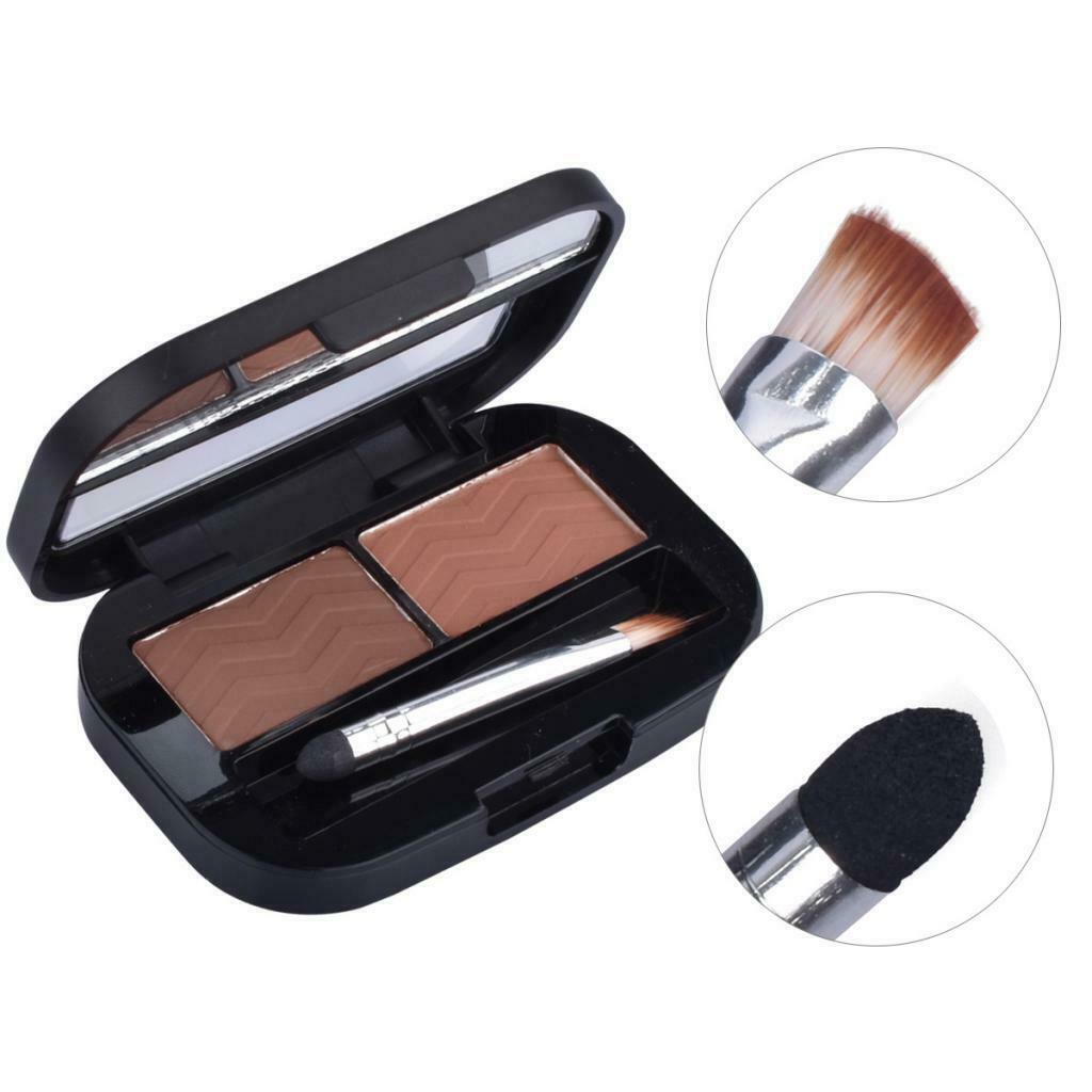 2 Colors Long Lasting Eyebrow Powder Palette Makeup with Brush Applicator#2