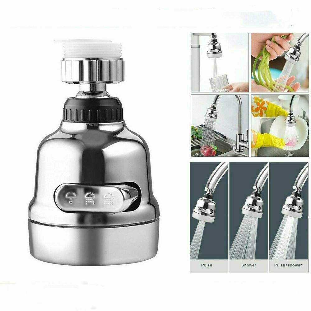360 Rotary Faucet Booster Kitchen Filter Water Saving Tap Diffuser Device New