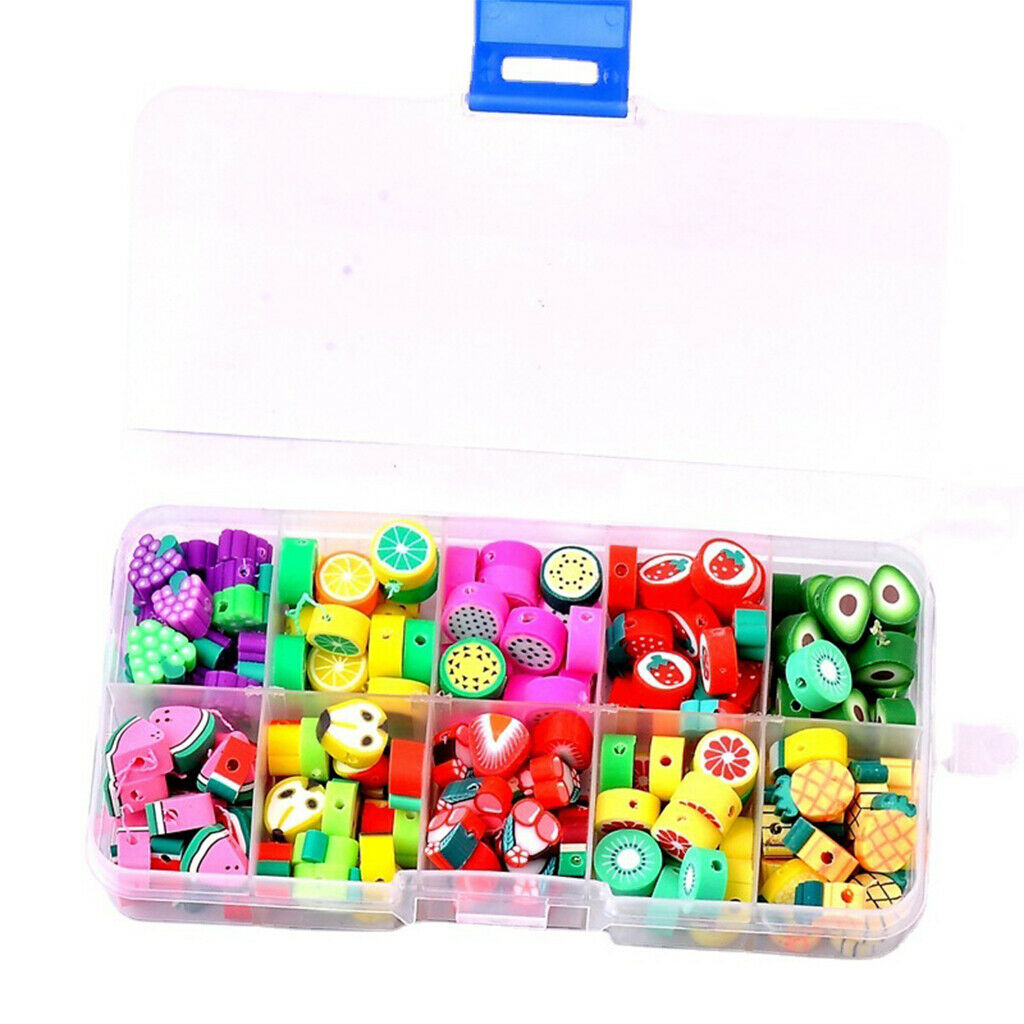 150Pcs Fruit Beads Spacer 10mm Polymer Clay Charms for Handicrafts DIY Jewelry