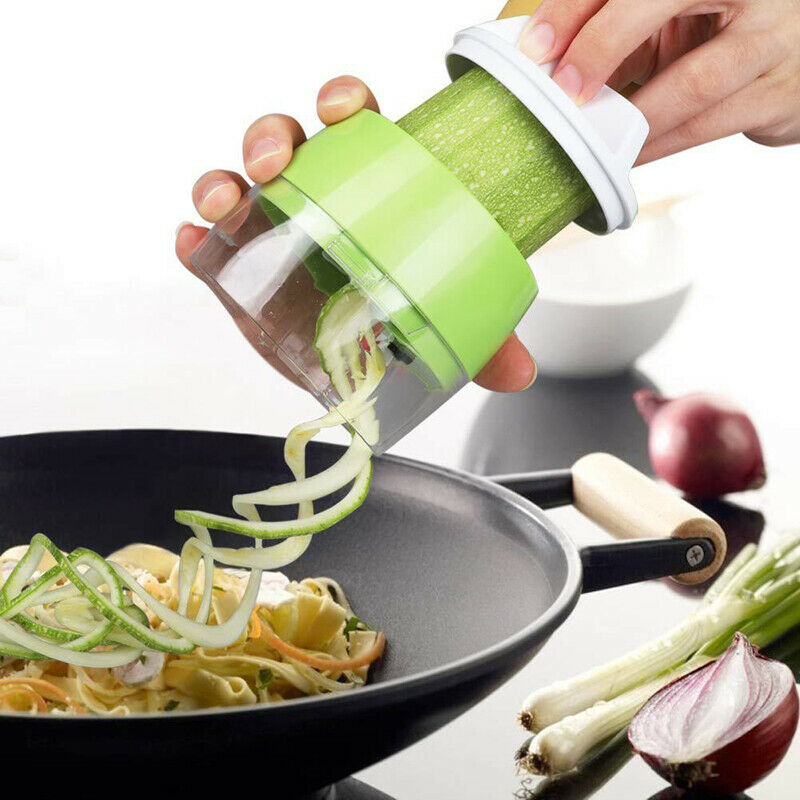 4in 1 Handheld Spiralizer Vegetable Fruit Slicer Adjustable Spiral Grater Cu SJ