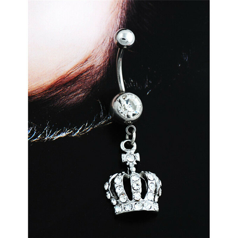 Crown Charm Rhinestone Body Piercing Jewelry Belly Button Ring Navel Jewe.l8