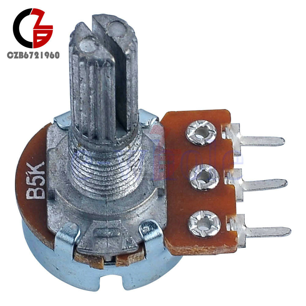 5PCS NEW 5K Ohm B5K Knurled Shaft Linear Rotary Taper Potentiometer