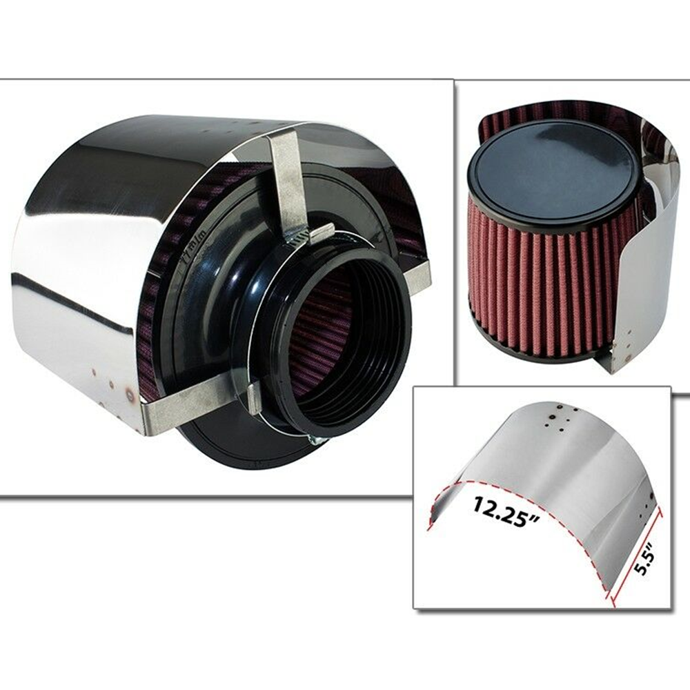 Stainless Steel Heat Shield 2.5" ~ 3.5" Filter Air Intake Heat Shield Universal