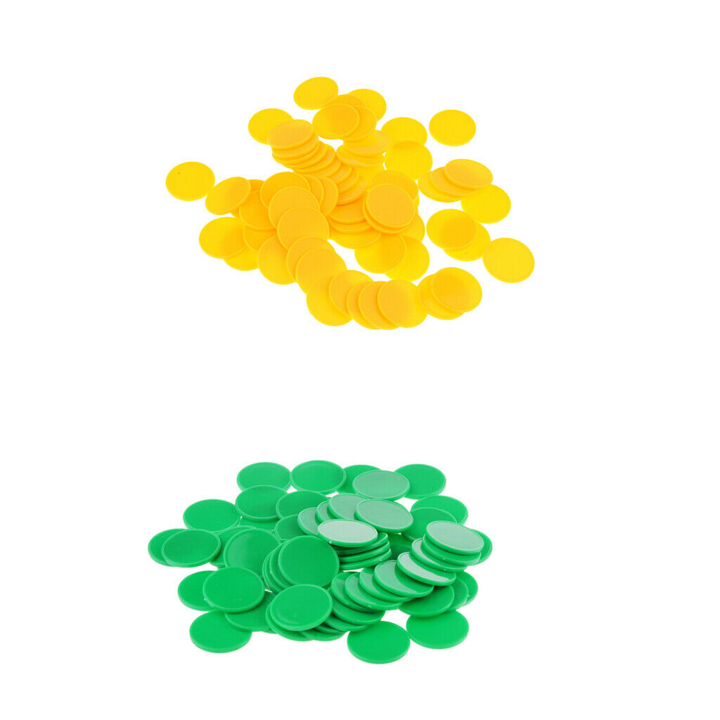 Portable 2 Set/200pcs Yellow+Green Plastic Bingo Markers Tokens for Kids Toys