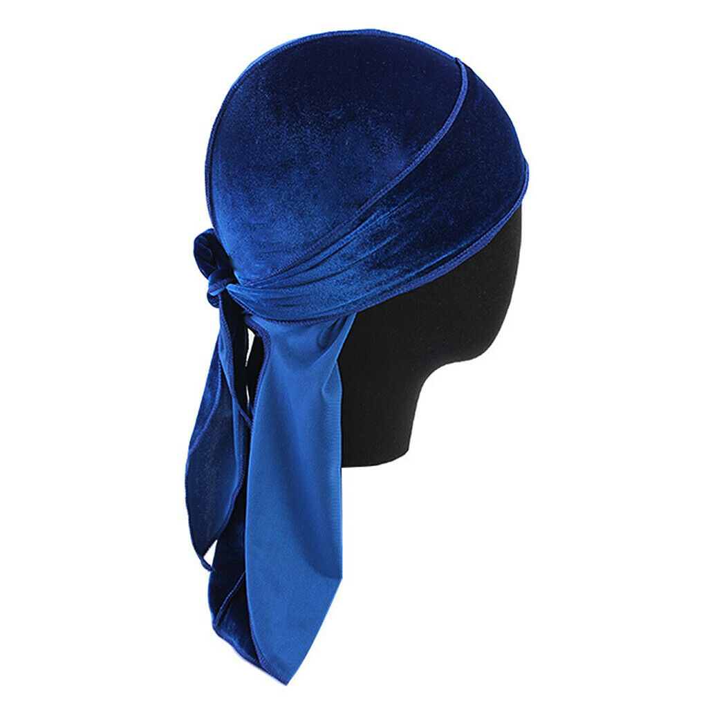 2x Velvet Bandana Hat Durag Long-Tail Headwrap Chemo Hat for Hair Loss
