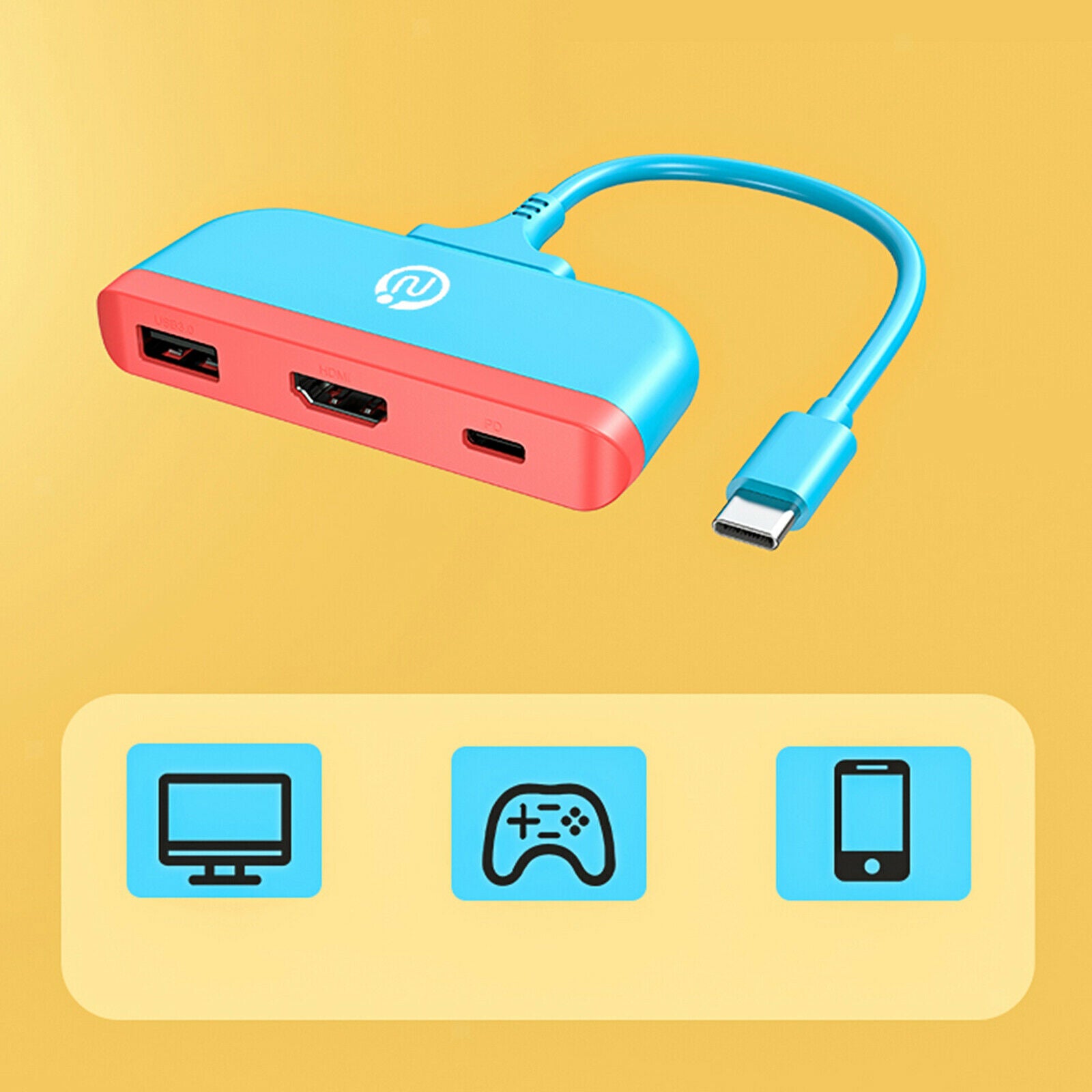 USB-C Multiport Hub with HDMI Output with USB 3.0 PD Charging Adapter for TV