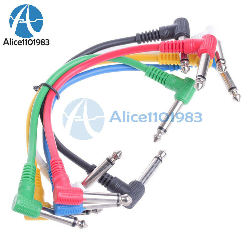 6Pcs/Set Colorful Angled Plug Audio Leads Patch Cables For Guitar Pedal Effect