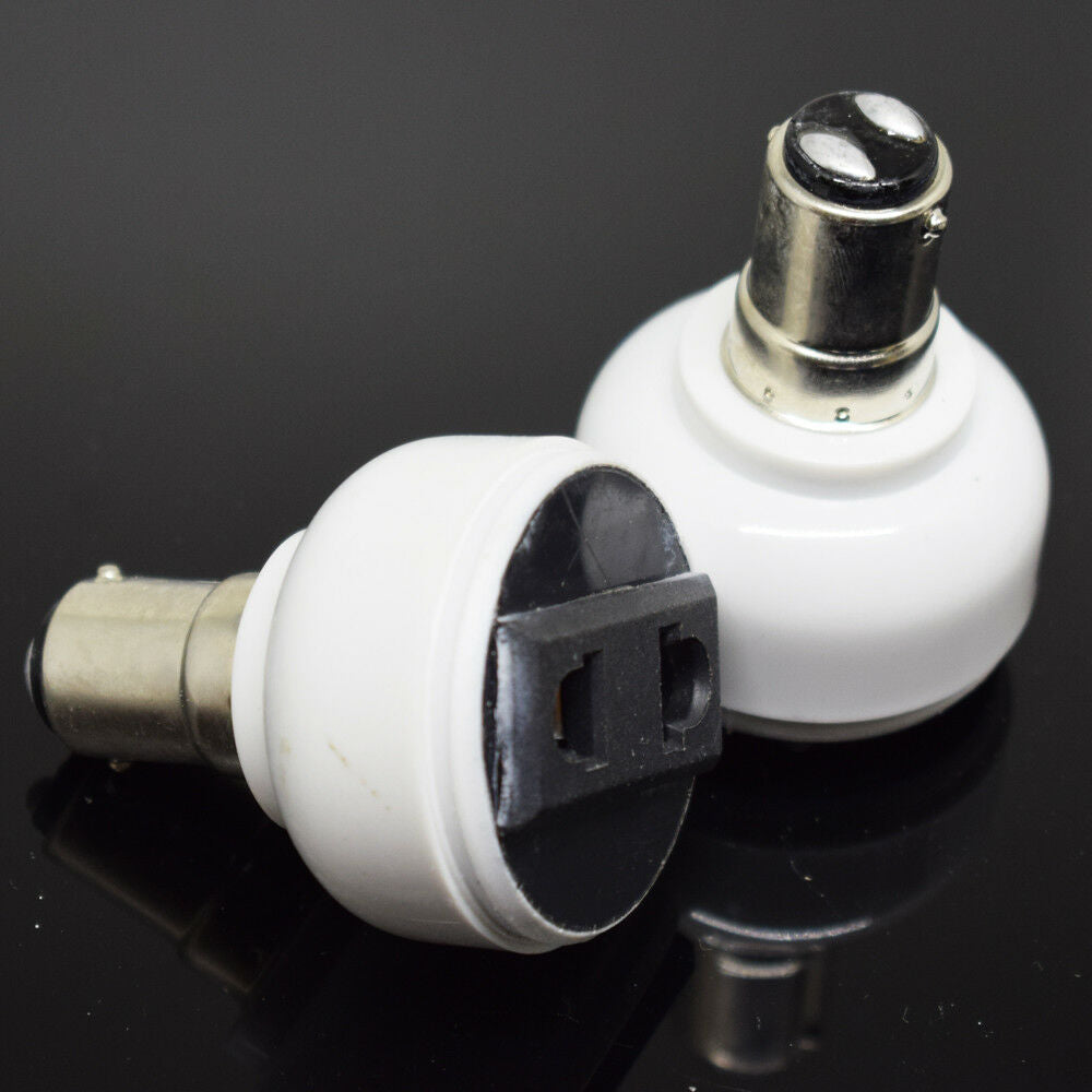 10x BA15D Male to US EU 2 Prong Holes Female Socket Bulb Lamp Adapter Converter