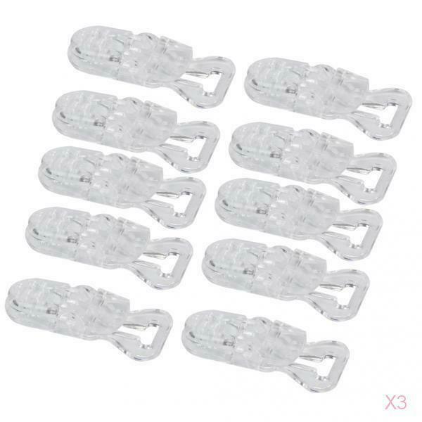 30pcs ABS T-Shape Clear Pacifier Clips Suspender Holder Craft Dummy Bib 0.8