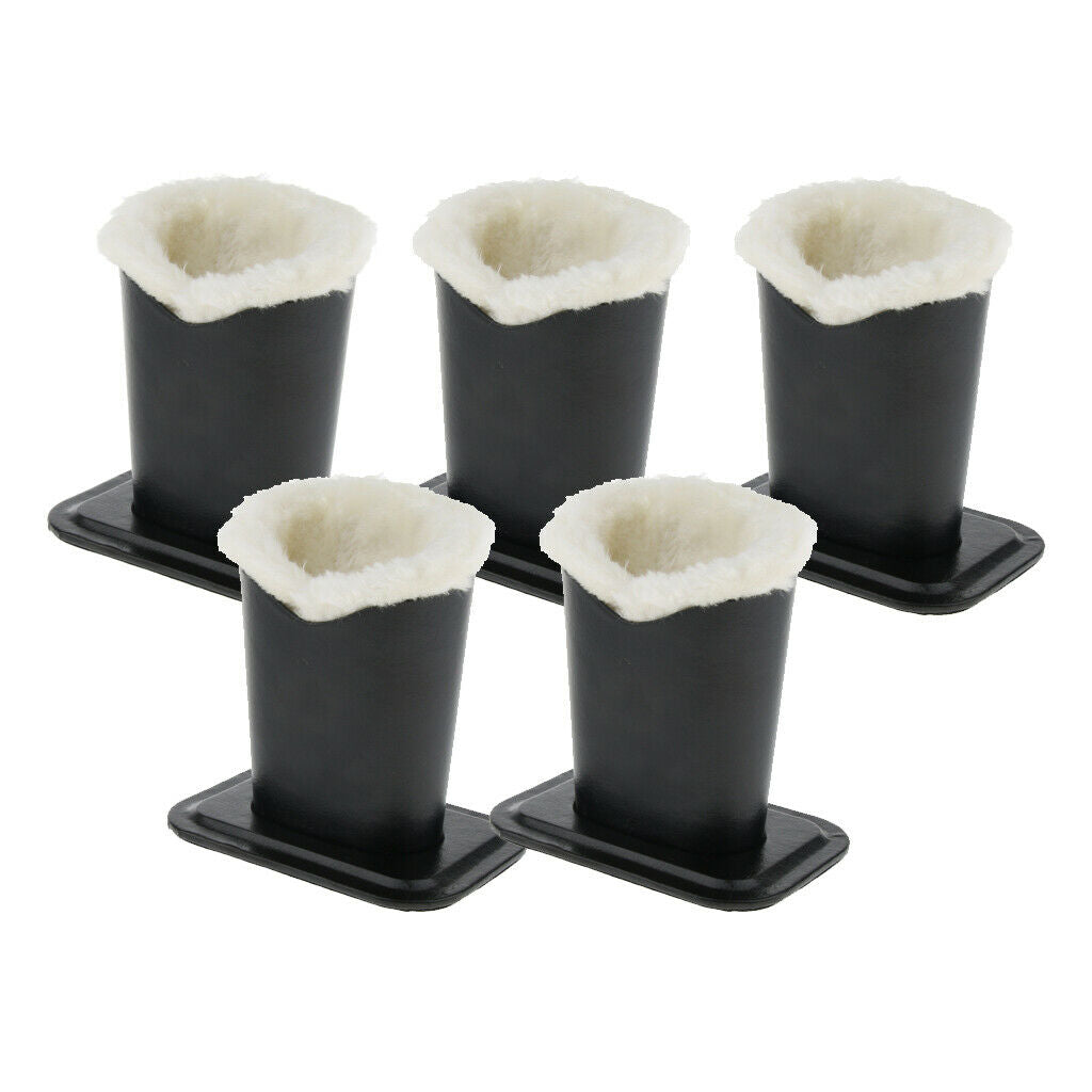 5pcs PU Leather Plush Lined Eyeglasses Holder Stand Pen Collector Black