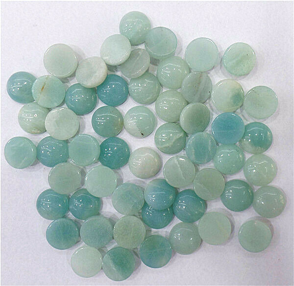 100Pcs 10mm Wholesale Natural Amazonite Gem Round Cab Cabochon DIY HH7108