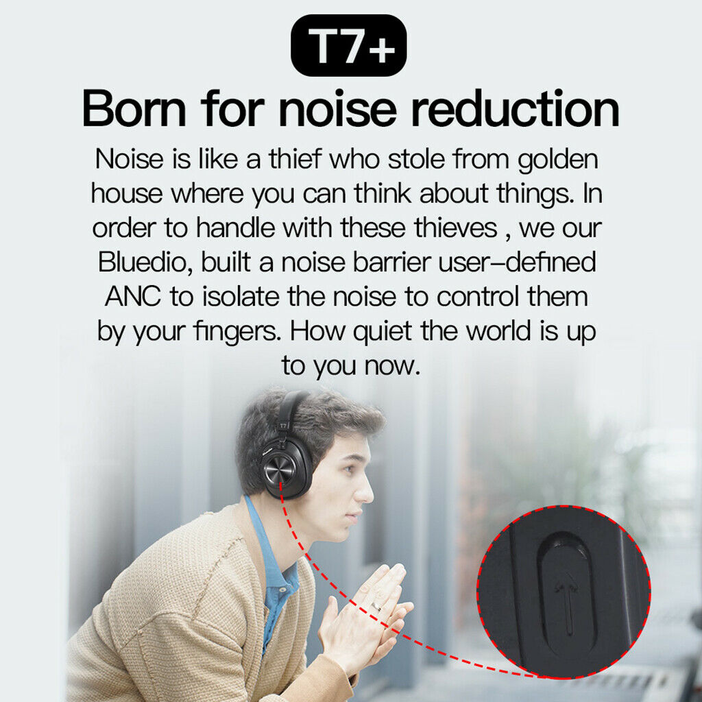 T7 Plus Active Noise Cancelling Wireless Bluetooth Headphones