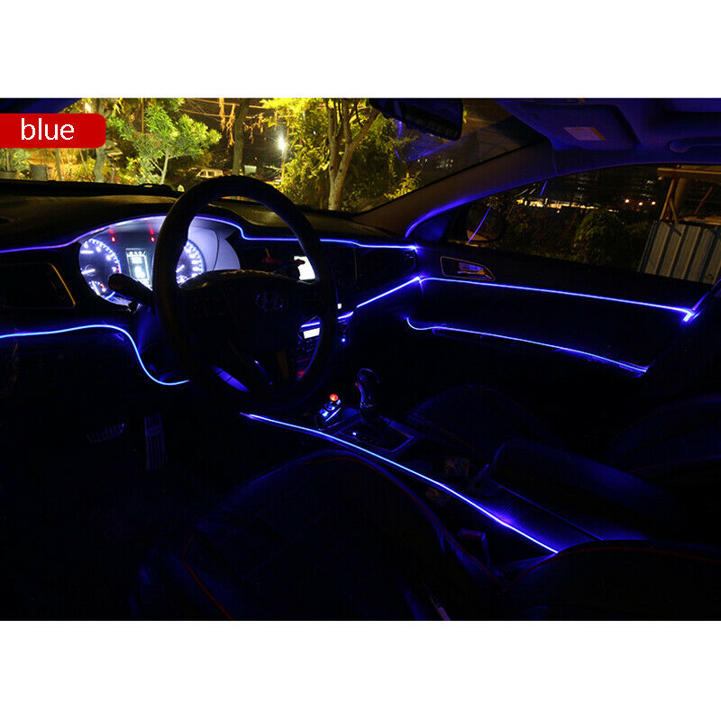 2M Blue EL Wire Car Interior Decor Fluorescent Neon Cold Strip light