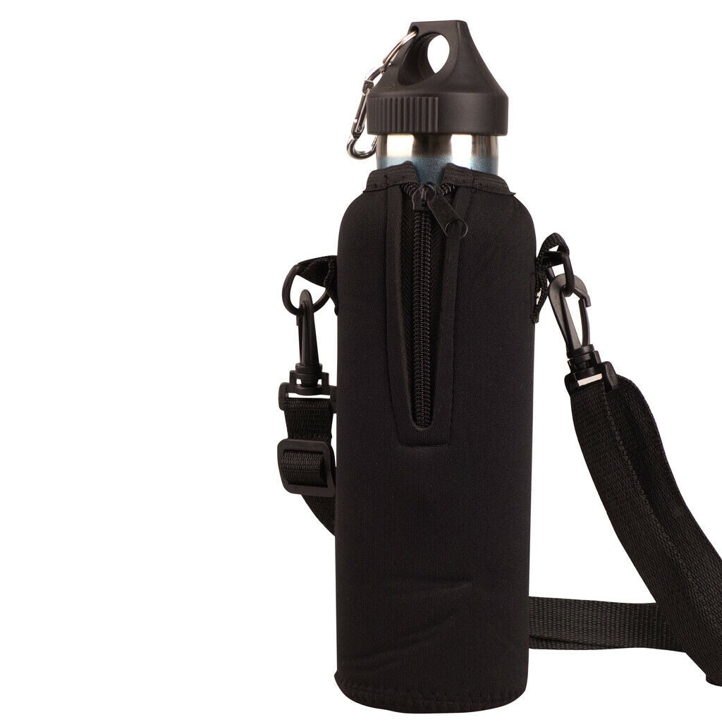 750ML Water Bottle Carrier Insulated Cover Case Bag Pouch Shoulder Black