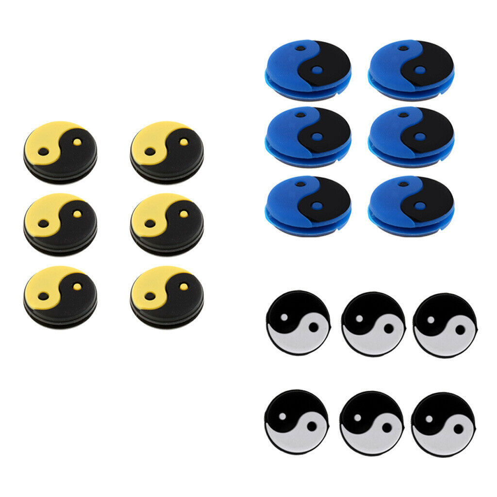 18 Pieces Silicone Yin and Yang Tennis Racquet Vibration Dampener Shock Absorber