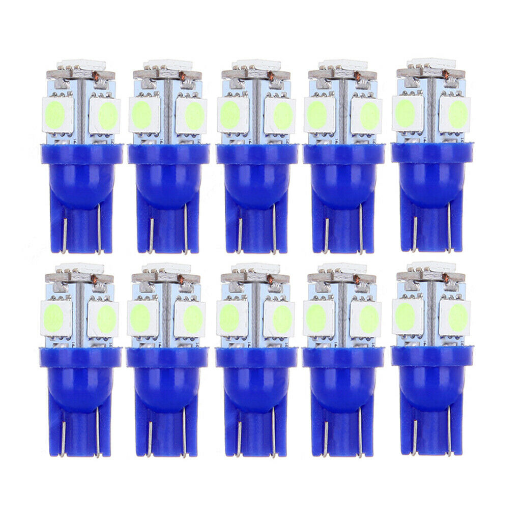 10pcs Ice Blue Canbus Error Free T10 W5W 5SMD 5050 LED Car Dash Wedge Bulbs