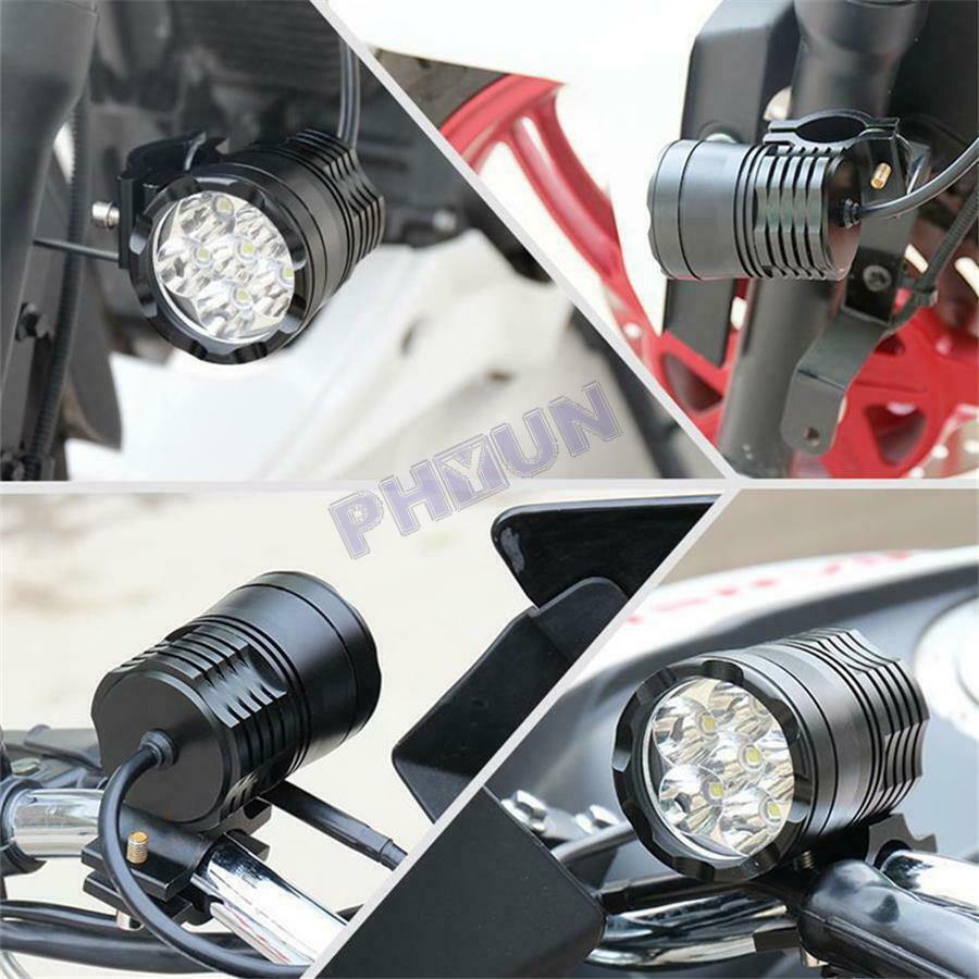 2Pcs 120W 12000LM Motorcycle LED Spot Lights Fog Lamps w/ Switch Universal