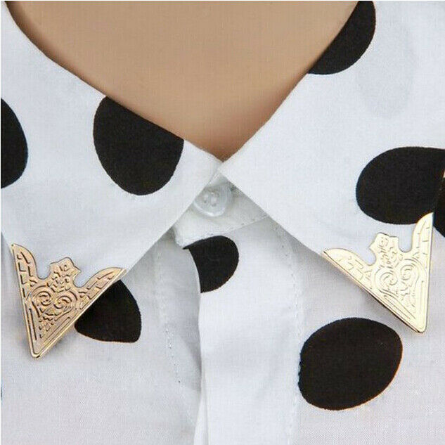 2 Pairs Blouse Shirt Metal Pointed Collar Clips Wing Tips Brooch Pin