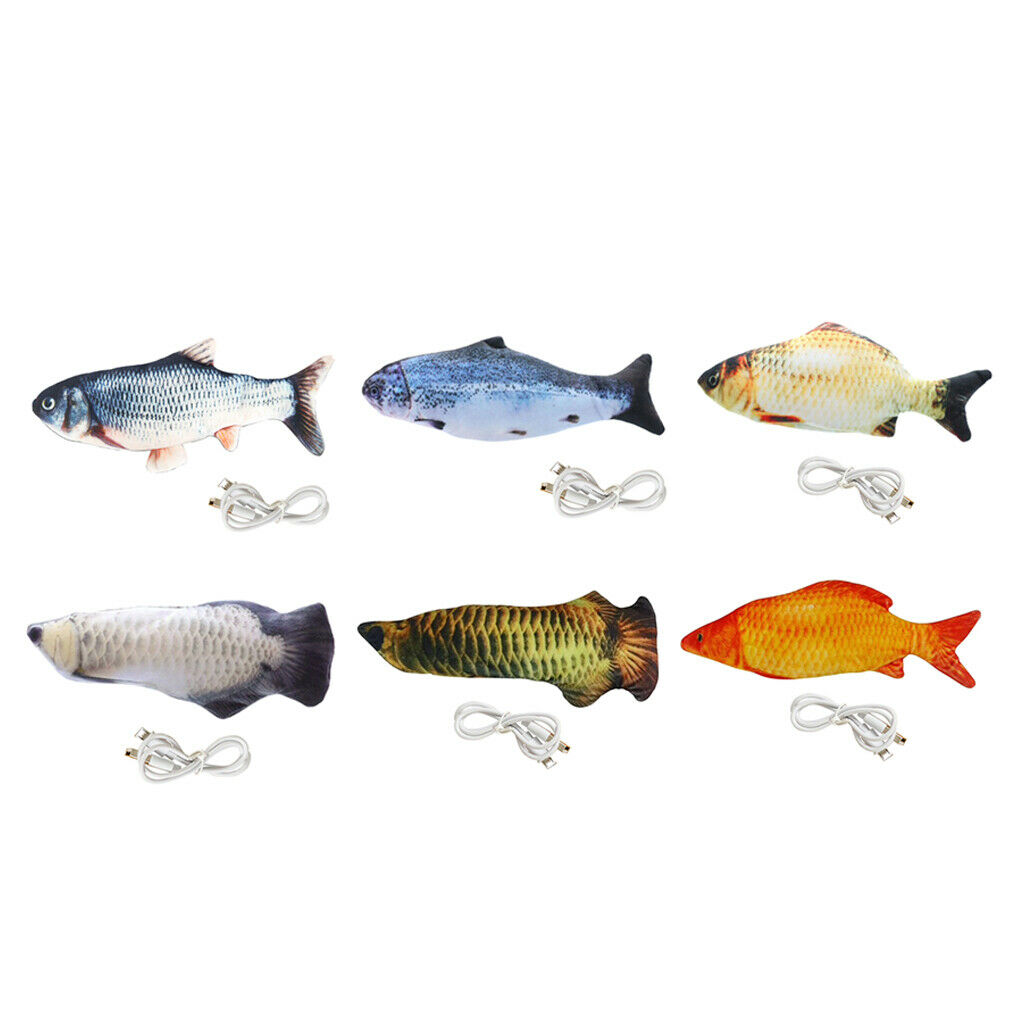 2Pcs Cat â€‹Artificial Moving Fish Toys Funny Realistic Cat Chew Kicker Toys