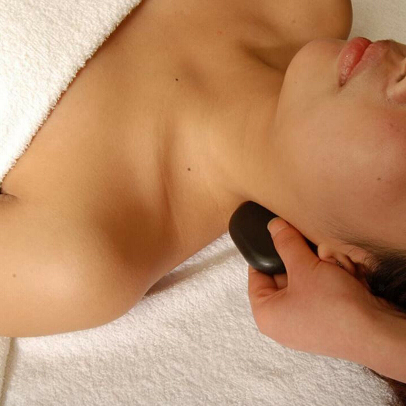2 Piece Massage Stones Set Body Black Lava Hot Stone Tool Pack 12.5x2.5cm