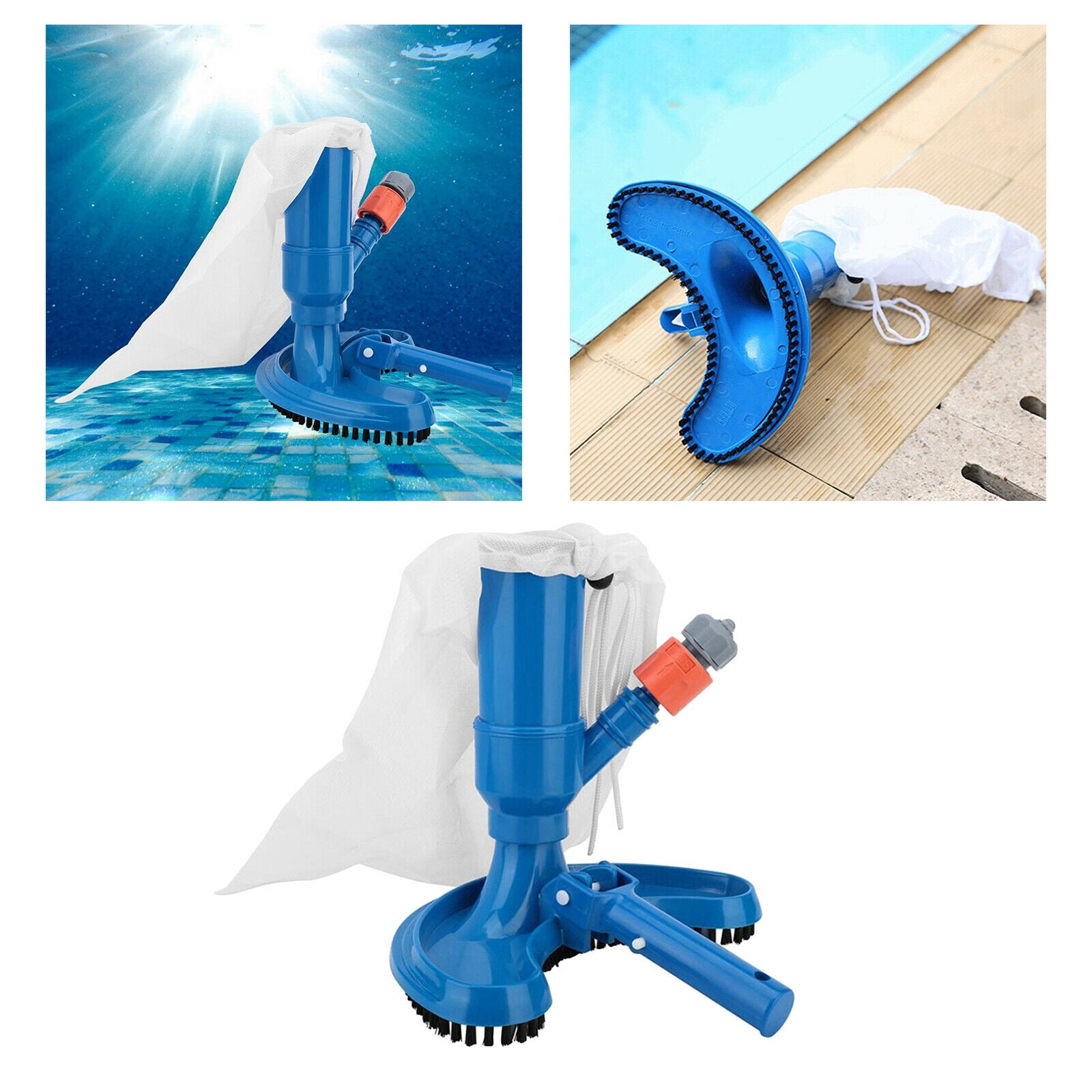 Swimming Pool Vacuum Cleaner Head Kit Spa Pond Fountain Brush Cleaning Tool