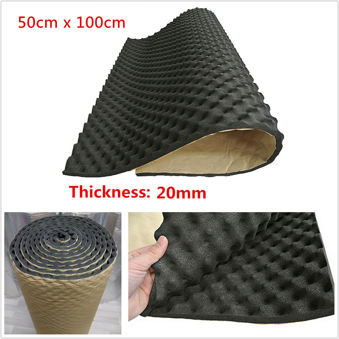 Universal 20mm Car Deadening Proofing Hood Sound Shield Absorber Acoustic Foam